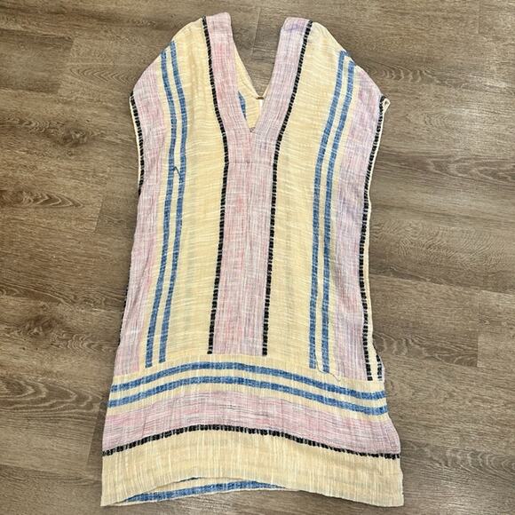 Free‎ People So Easy Striped Tunic Dress Sz Small Short Sleeve Boho Casual Beach - Picture 1 of 8